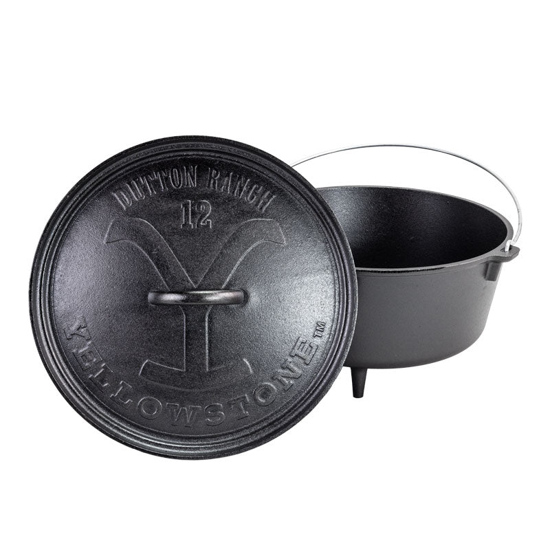 Yellowstone? 12 Inch / 8 Quart Seasoned Cast Iron Deep Camp Dutch Oven - Lodge