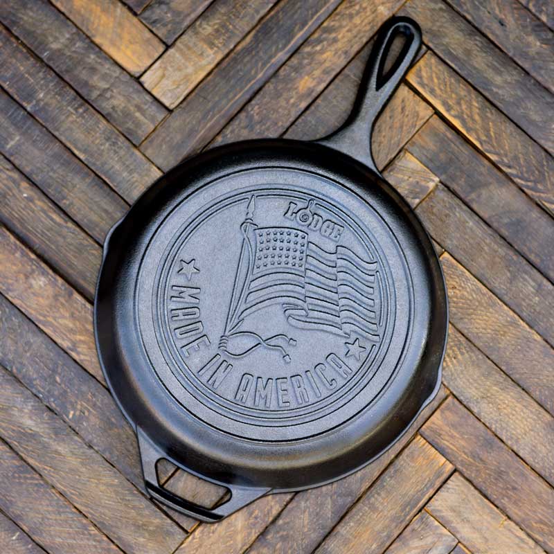 10.25 Inch Seasoned Cast Iron American Flag Skillet - Lodge