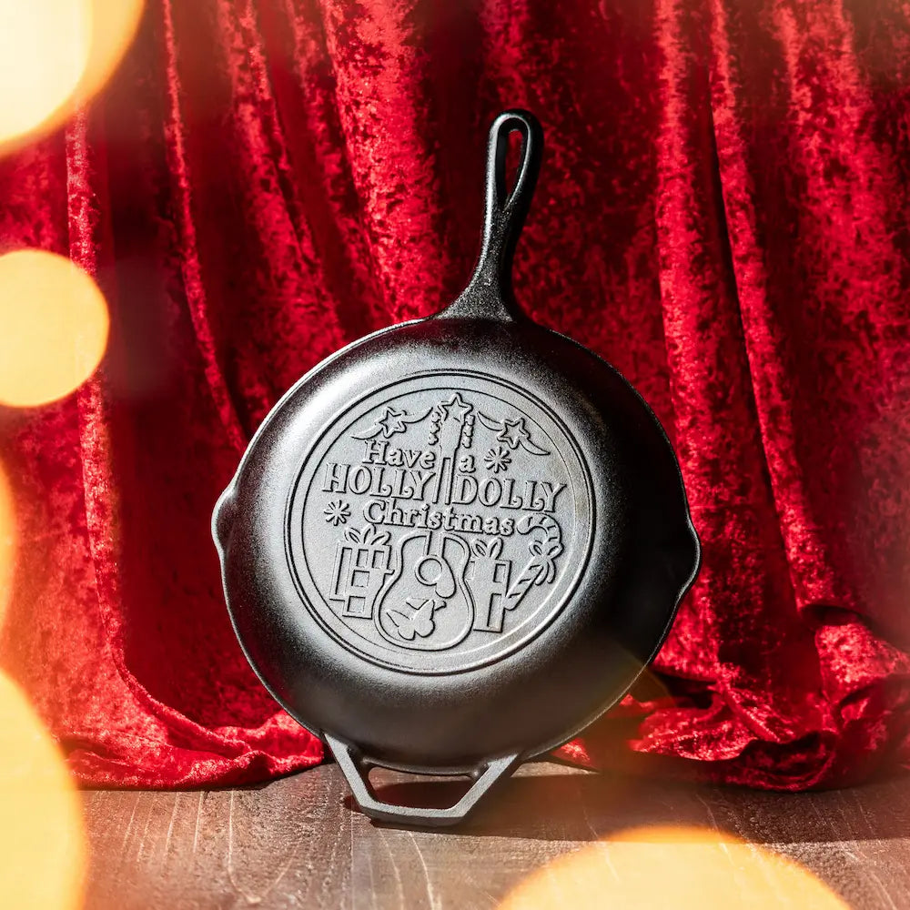 10 Inch Chef Collection Dolly Parton Skillet. Have a Holly Dolly Christmas - Lodge